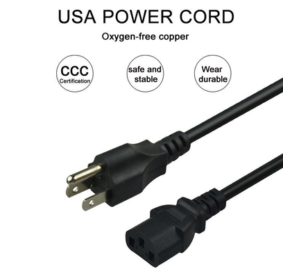 6A 250V IEC 60320 C13 Kabel Listrik 6ft UL 3 Pin untuk peralatan Rumah