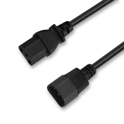 Kabel Ekstensi Rumah Tangga IEC 60320 C13 Hitam 125V 10A 3 Prong kabel Daya AC