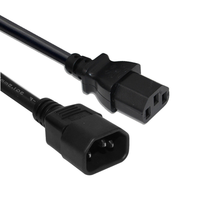 Kabel Ekstensi Rumah Tangga IEC 60320 C13 Hitam 125V 10A 3 Prong kabel Daya AC