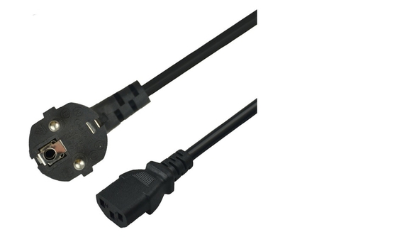 2 Cabang Kabel Daya VDE Panjang 8ft Warna Hitam Untuk Komputer Laptop